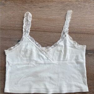 Brandy Melville Cream Lace Trim Tank